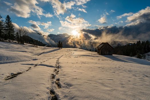 Wonderful winter hike from Restaurant Eggli over the Forstseeli and Diepoldsauer sponge to the Fähnerenspitz in the Appenzeller Land in Switzerland