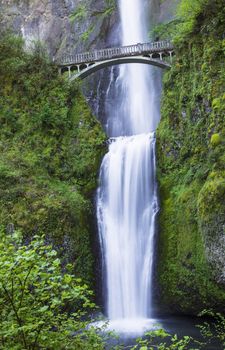 Vertical closeup of Multnomah Water Falls located within the Northwest, Oregon State, and part of United States 