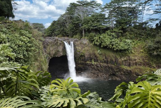 Scenic rainbow falls in Hilo Hawaii of United States 