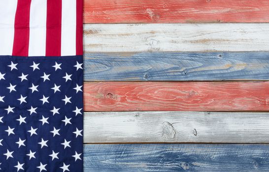 United States Flag and traditional US colors for holiday background