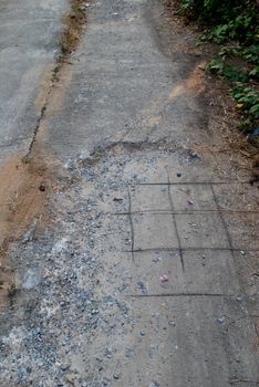 Dilapidated concrete road Danger to road users.