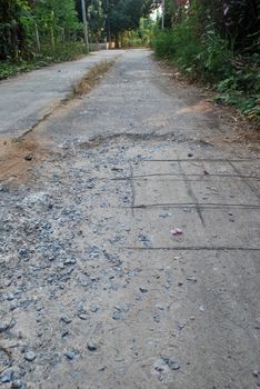 Dilapidated concrete road Danger to road users.