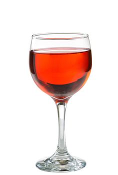 Red wine, blush, in glass isolated on white background