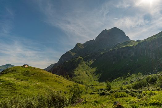 Beautiful mountain hike on the Great Widderstein in the Allgäu Alps in the Kleinwalsertal