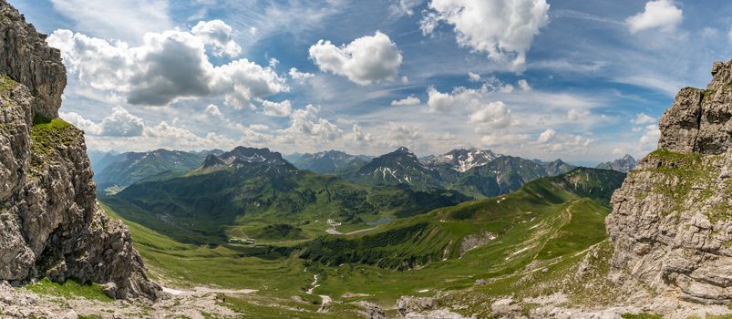 Beautiful mountain hike on the Great Widderstein in the Allgäu Alps in the Kleinwalsertal