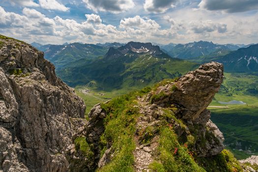 Beautiful mountain hike on the Great Widderstein in the Allgäu Alps in the Kleinwalsertal