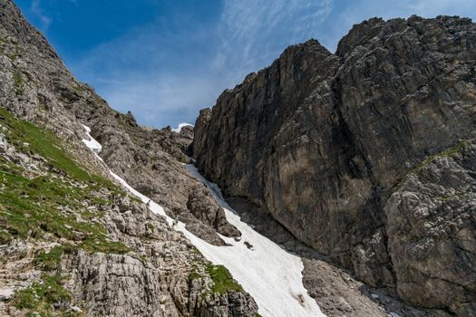 Beautiful mountain hike on the Great Widderstein in the Allgäu Alps in the Kleinwalsertal