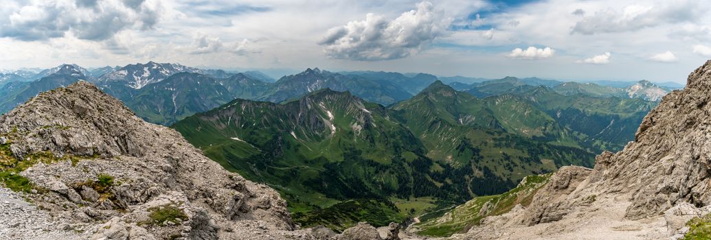 Beautiful mountain hike on the Great Widderstein in the Allgäu Alps in the Kleinwalsertal