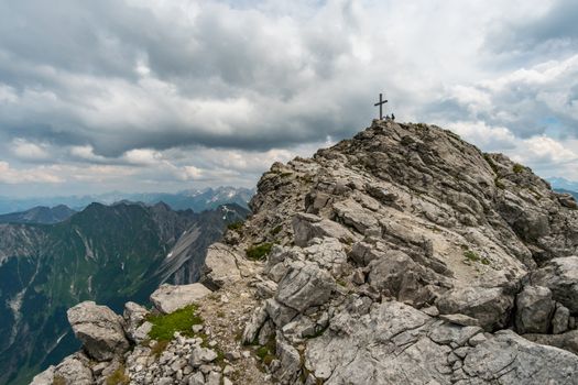 Beautiful mountain hike on the Great Widderstein in the Allgäu Alps in the Kleinwalsertal