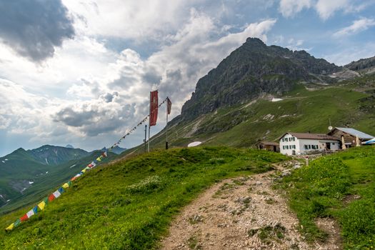 Beautiful mountain hike on the Great Widderstein in the Allgäu Alps in the Kleinwalsertal