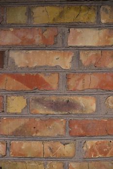 Old orange brick wall pattern. Brick background. Good wallpaper. Stock photo of old wall.
