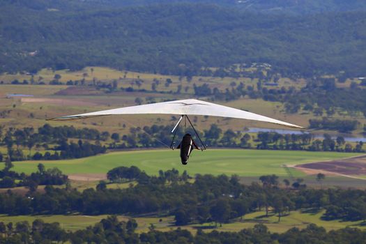 Hang glider taking off from Tamborine mountain, Queensland.