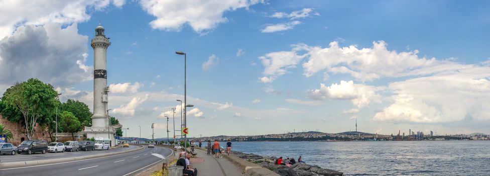 Istambul, Turkey – 07.12.2019. Ahirkapi Lighthouse in istanbul on a cloudy summer day