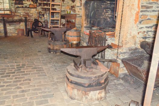Nice Old workbench with vices.