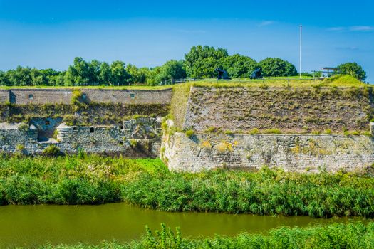 river landscape with wall