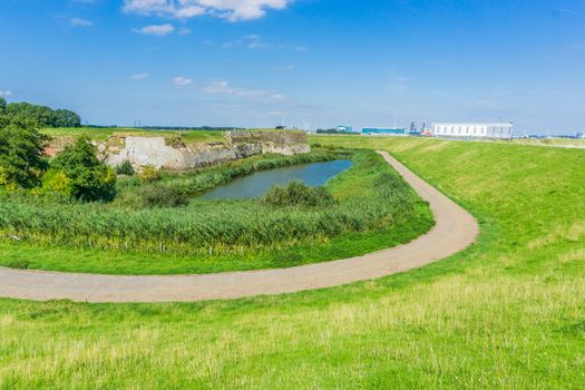 curved road at the lake