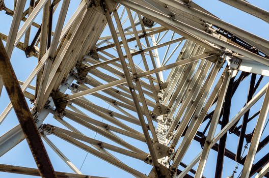 high voltage line tower structure industrial background