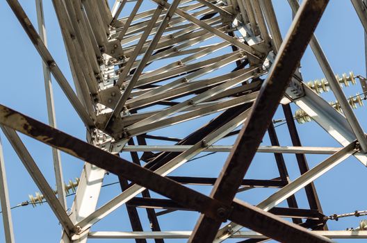 high voltage line tower structure industrial background