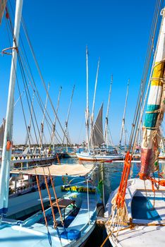 Boats in the port of Luxor, Egypt