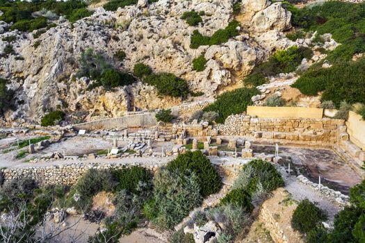 Ancient place Hraion Paradise Beach at Greece