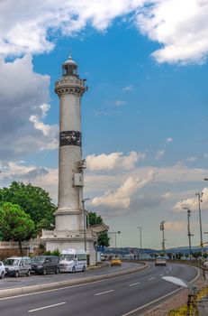 Istambul, Turkey – 07.12.2019. Ahirkapi Lighthouse in istanbul on a cloudy summer day