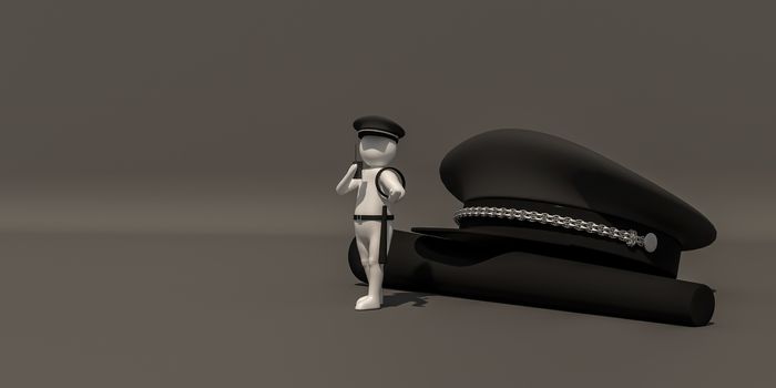 3d illustrator, 3d rendering of the White characters in security safety uniform.