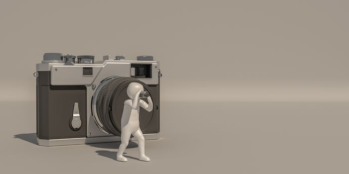 3d illustrator, 3d rendering of the  Photographer and camera.