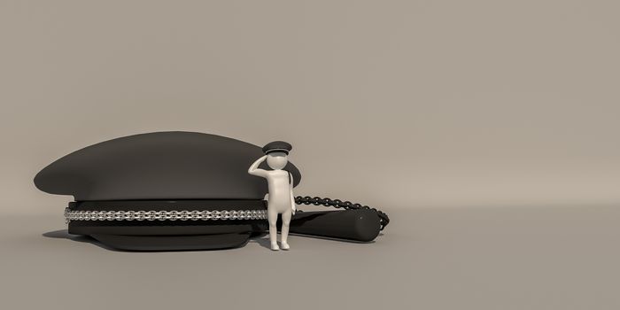 3d illustrator, 3d rendering of the White characters in security safety uniform.