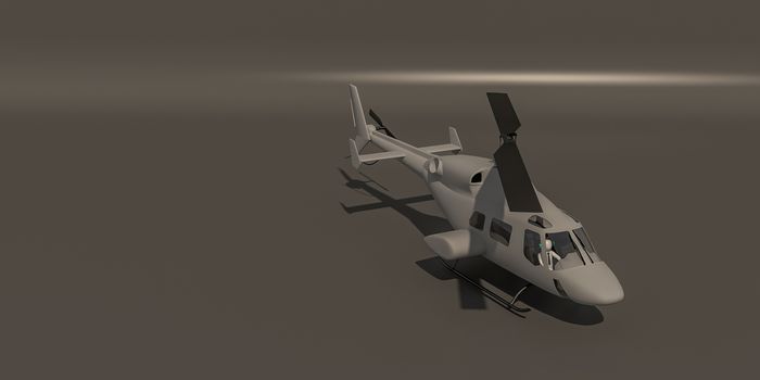 3d illustrator, 3d rendering of the white characters and diving drives a helicopter.