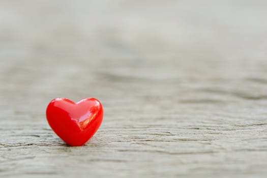 Valentines Day background with red hearts on plank wooden, copy space
