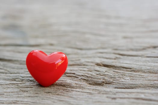 Valentines Day background with red hearts on plank wooden, copy space
