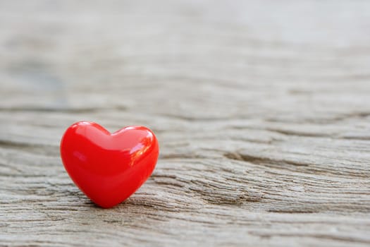 Valentines Day background with red hearts on plank wooden, copy space
