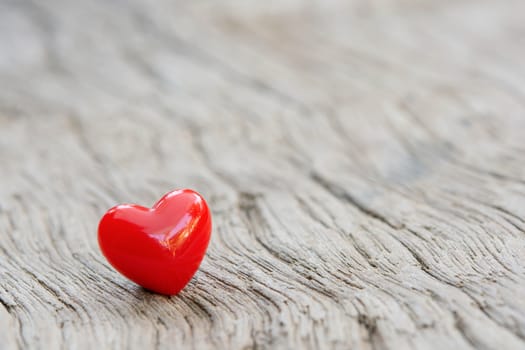 Valentines Day background with red hearts on plank wooden, copy space
