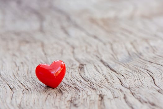 Valentines Day background with red hearts on plank wooden, copy space
