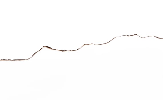 Paper burned old grunge on white background with clipping path
