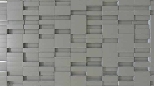 Abstract 3D illustration of white cubes background. Random displacement. Good background