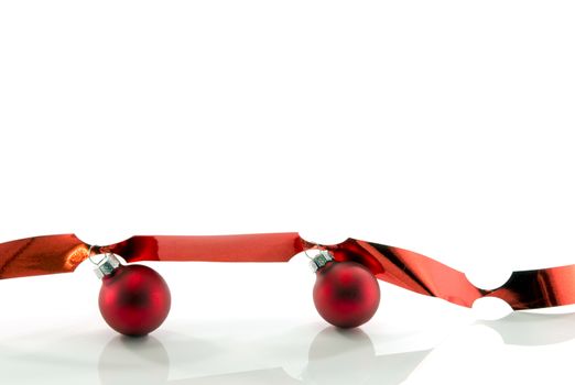 red christmas balls on white background