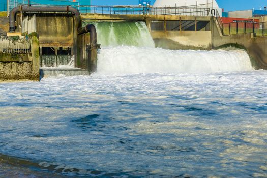 beautiful waterfall industrial landscape at the beach