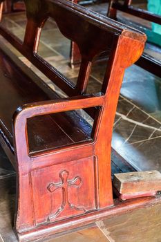 Wooden Church Bench with ornamental style