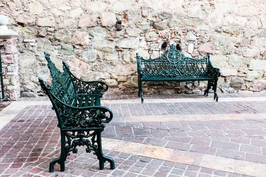 Metal Church Bench with ornamental style