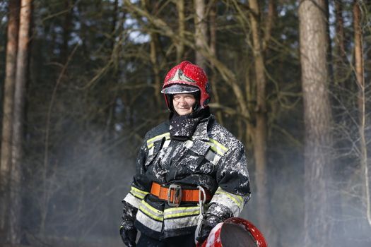 Fire man.Extinguish forest fires. Fighting fire