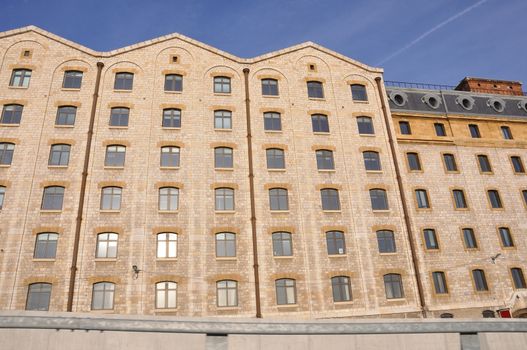 building of the docks of Marseille. old factory, stone building