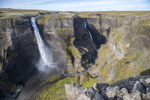 In South-Iceland on the edge of the highlands one can find the second highest waterfall in Iceland, not counting the waterfalls found in MosÃ¡rjÃ¶kull glacier recently. This waterfall is called HÃ¡ifoss waterfall or the Tall Falls. HÃ¡ifoss is 122 meters high and is situated in FossÃ¡ river, which is a spring water tributary of the glacial river ÃžjÃ³rsÃ¡, Iceland`s longest river.