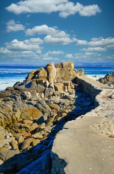 Sea Wall Along Pacific Coast Near Monterey