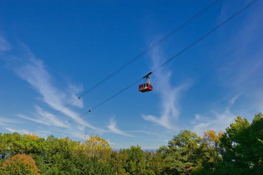 Skylift in Autumn Sky at Stone Mountain Georgia