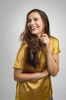 Beautiful young woman with a great smile laughing