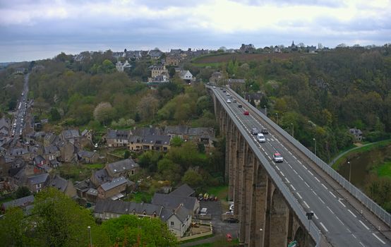 Scenic view from fortress on city of Dinan, France