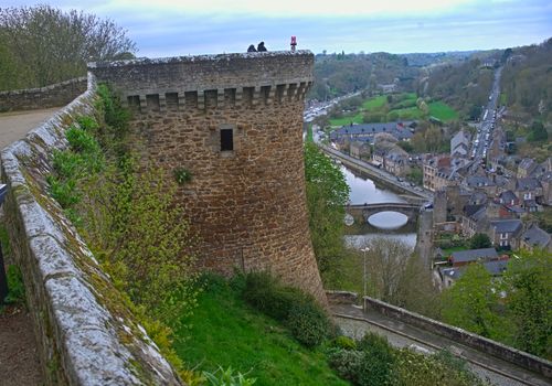 Scenic view from fortress on city of Dinan, France