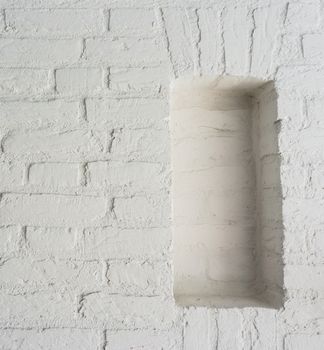 Modern Retro pure white stone brick wall background with empty framework