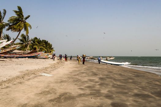 West africa gambia - view of the beach in port of banjul on a windy day